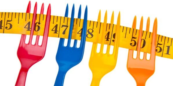 centimet trên nĩa tượng trưng cho việc giảm cân trong chế độ ăn kiêng Dukan